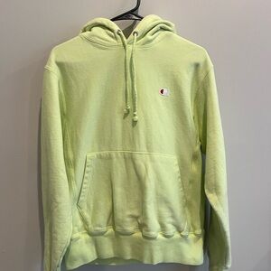 Neon Yellow Reverse Weave Champion Hoodie